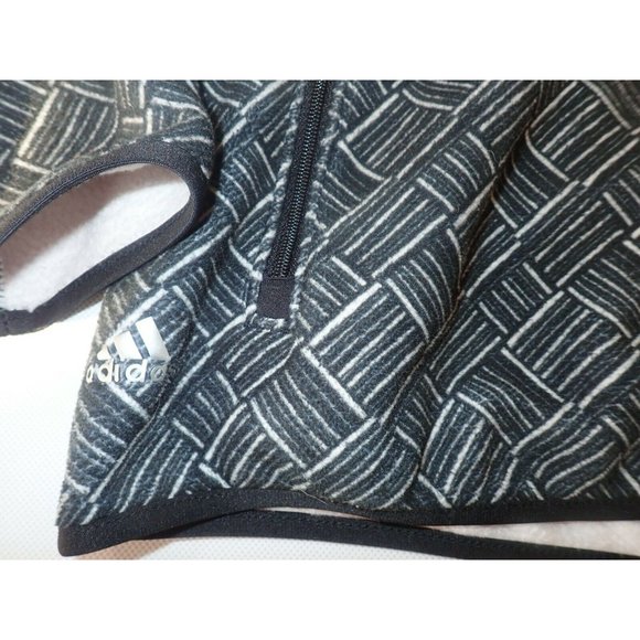 Adidas Midweight Fleece Athletic Shirt Women XS Black Geometric Snap Neck Casual - Picture 3 of 6